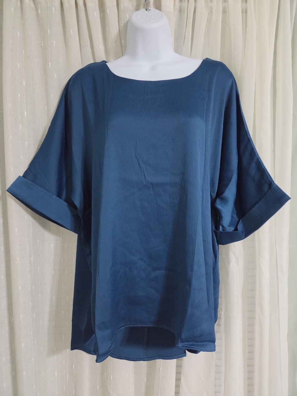 NWT GLAM Women's Teal Blue Boxy Short-Sleeve Top